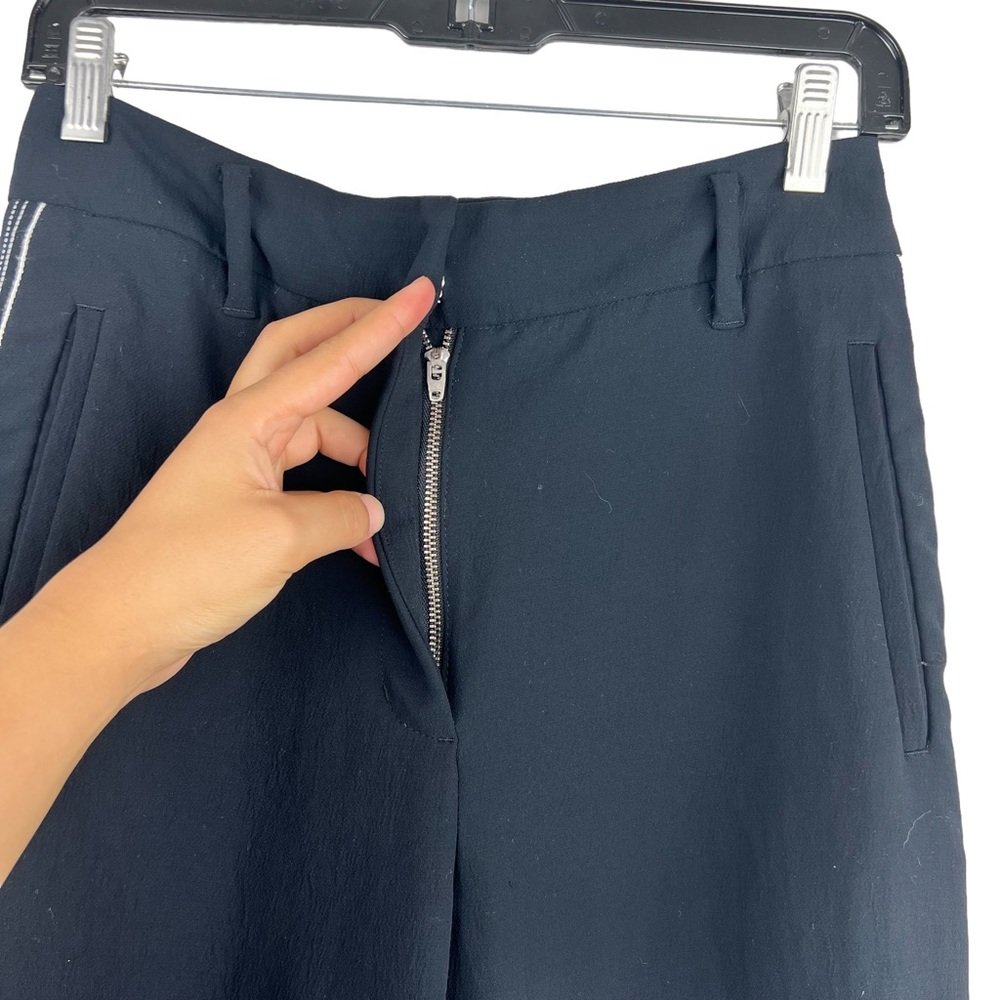 Aritzia Wilfred Black Tie-Front Pant White Striped Sided Trouser Size 8 - Picture 13 of 16